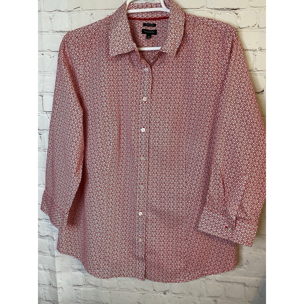Talbots Women's Dress Shirt 3/4 Sleeve Size 14 EUC Causal Work